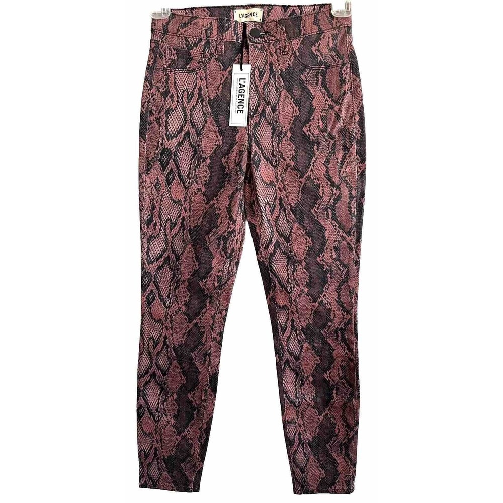 L'AGENCE Pants Women's 25 High Rise Ankle Skinny Aurora Coated Python Print